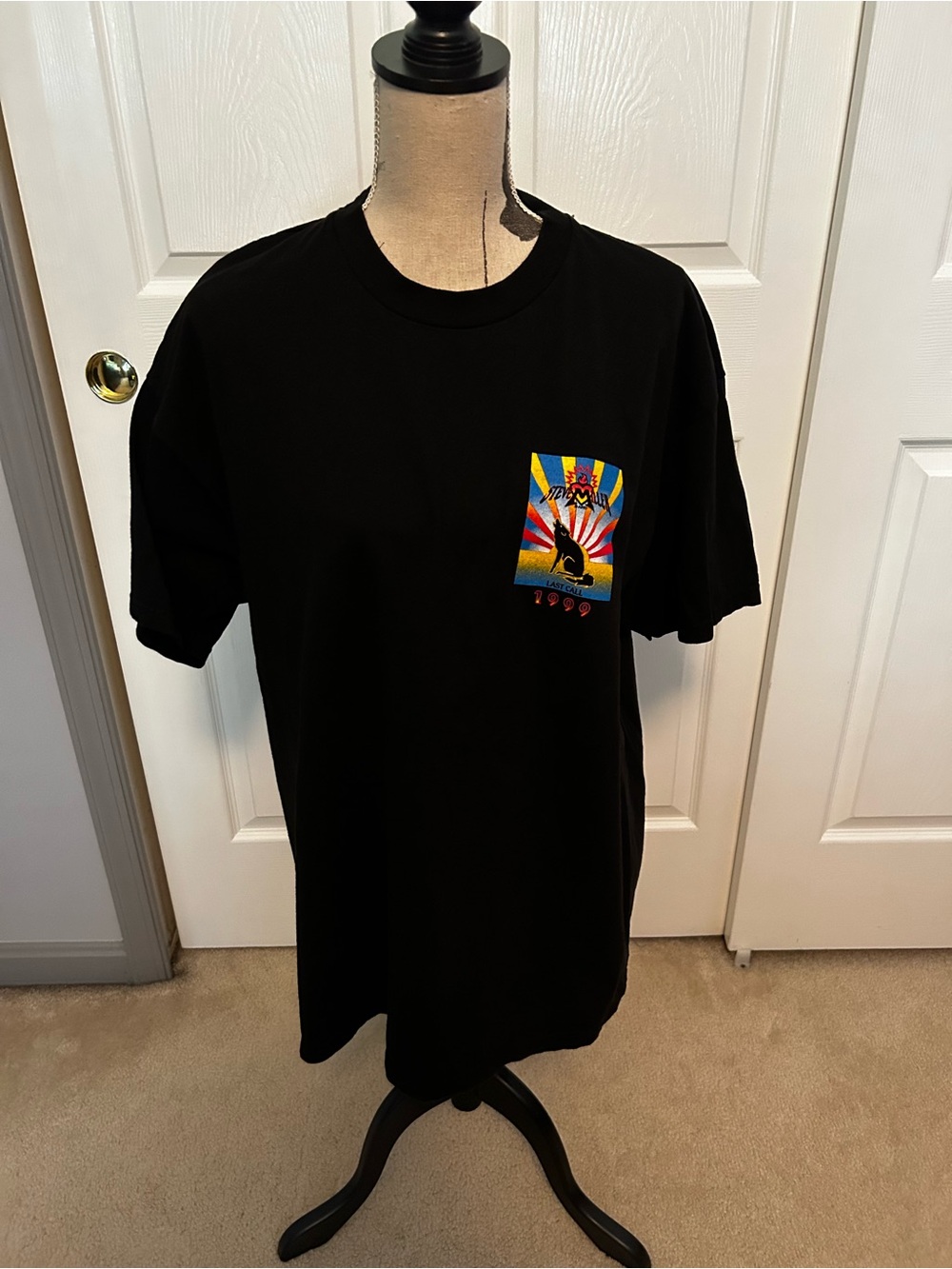 Black Steve Miller Band Pocket Tee with Colorful Print